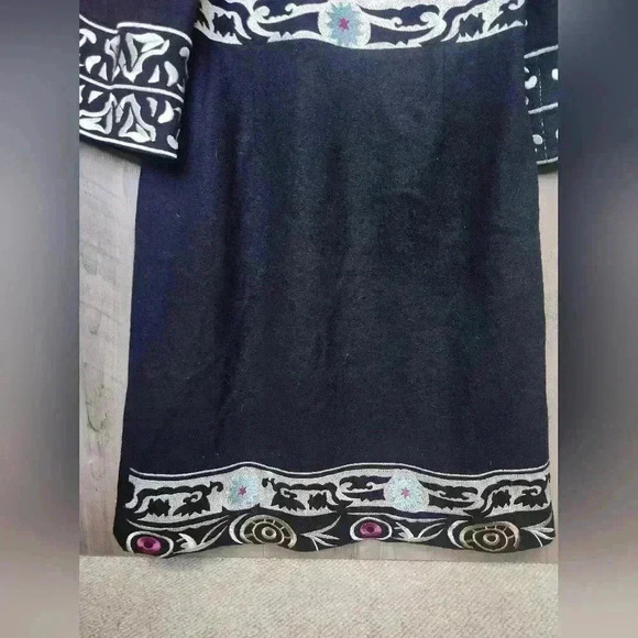 Vintage Diane Von Furstenberg Wool Embroidered Knee Length Dress Size 6 Women's - Picture 8 of 15